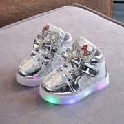 Girls Stars Printed Light Board Shoes Girls Rhinestone Zhongbang LED Light Up Shoes