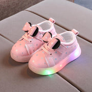 Girls' Bowknot LED Light-Up Breathable Shoes