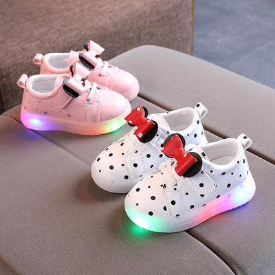 Girls' Bowknot LED Light-Up Breathable Shoes