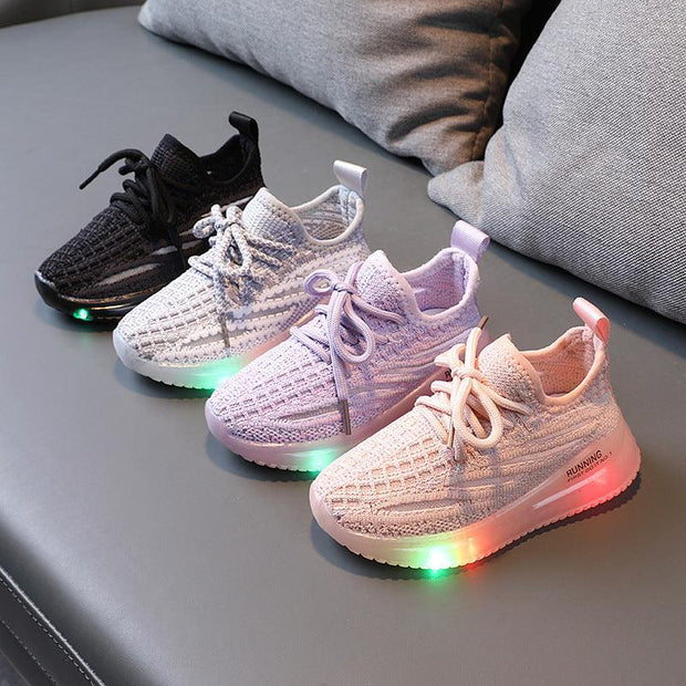 Boys, Breathable Knit Light-Up Sneakers