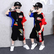 Boys' Summer Wear Plus Short-sleeved Sports Suit