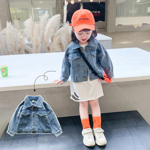 Girls Short Denim Jacket Spring And Autumn Clothes