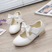 Girls' White Leather Bowknot Princess Shoes