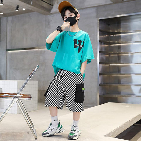 Boys Short Sleeve Sports Thin Handsome Clothes Set