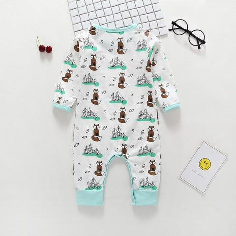 Autumn Newborn Newborn Cartoon Print Long Sleeve One Piece