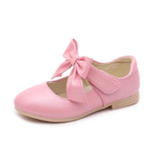 Girls' White Leather Bowknot Princess Shoes