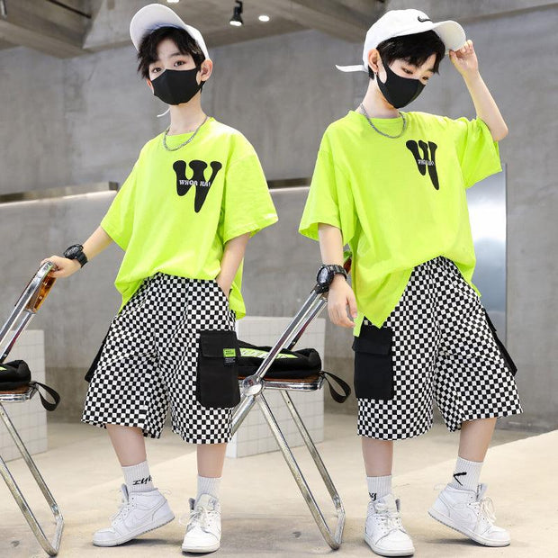 Boys Short Sleeve Sports Thin Handsome Clothes Set