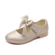 Girls' White Leather Bowknot Princess Shoes